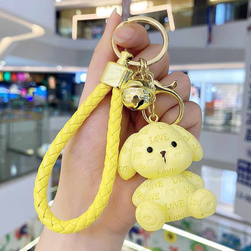 Resin Sitting Position Love Dog Keychain Exquisite Couple Doll Keychain Bag Pendant Small Gift