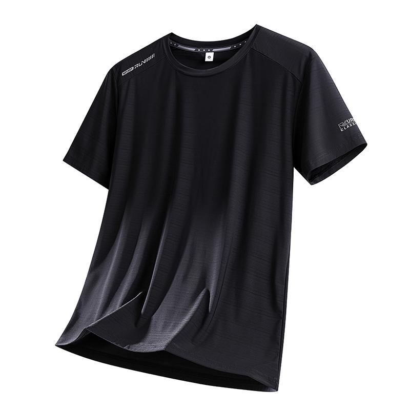 Ice Silk Short T-shirt Men's Fitness Ice Silk Half-sleeve Men's Breathable Mesh Loose Plus Fat Plus Size Sports Short-sleeved