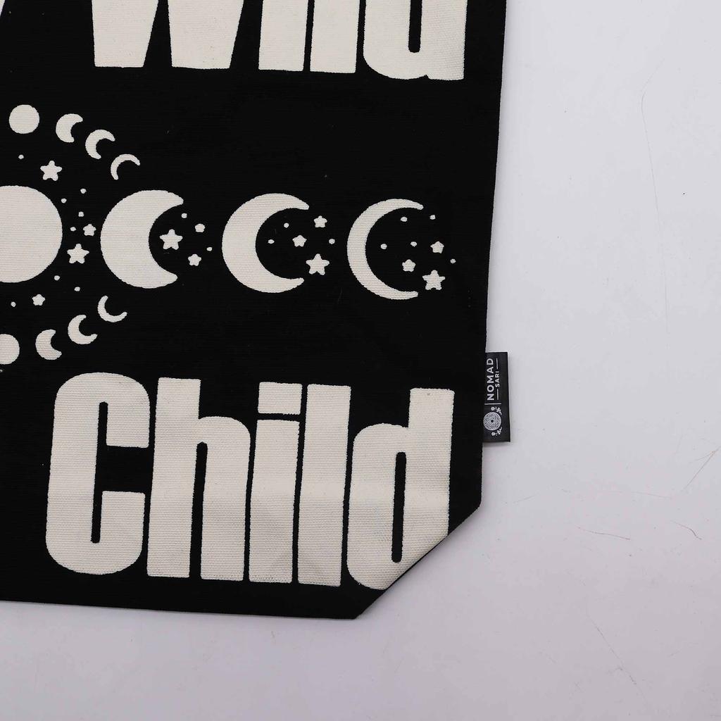Tote Bag Stay Wild Mood Child Black-Natural 10oz