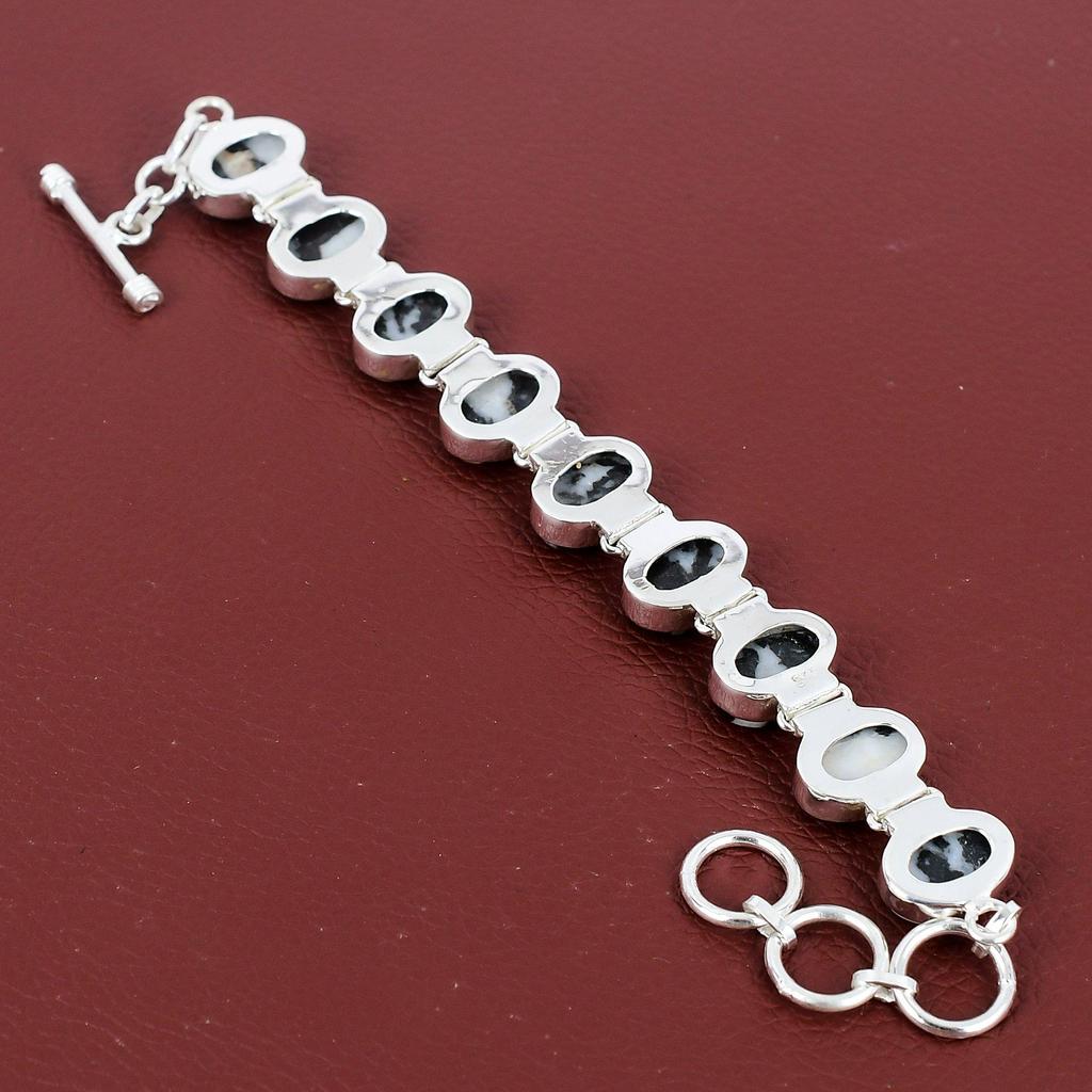 White Buffalo Turquoise Bracelet Natural Gemstone Bracelet 925 Sterling Silver Bracelet Adjustable Chain Bracelet Handmade Elegant Bracelet