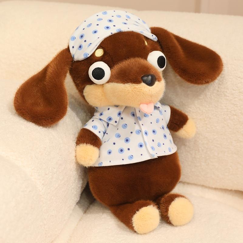 40CM Adorable Big Eyes Dachshund Plush Toy Soft Stuffed Animal Dog Doll Funny Dachshund Wear Clothes Doll Pet Puppy Gifts
