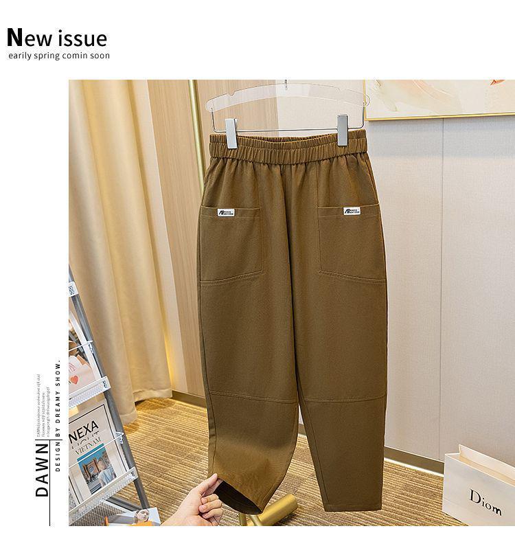 Pure Cotton Fleece/Unlined Harem Pants: Plus Size, Loose Fit, Slimming Carrot Style