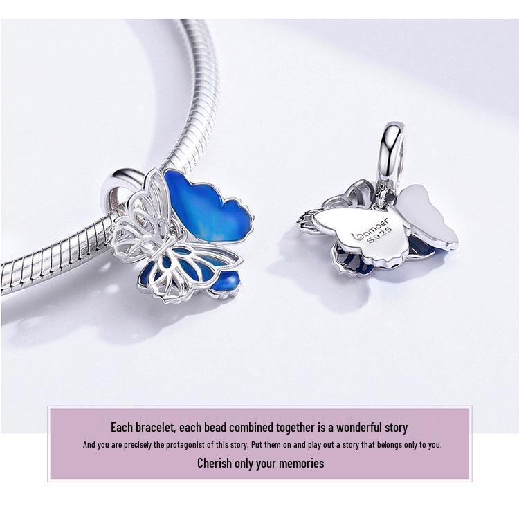 Ziyun S925 Silver Butterfly Pendant Beads for DIY Bracelet