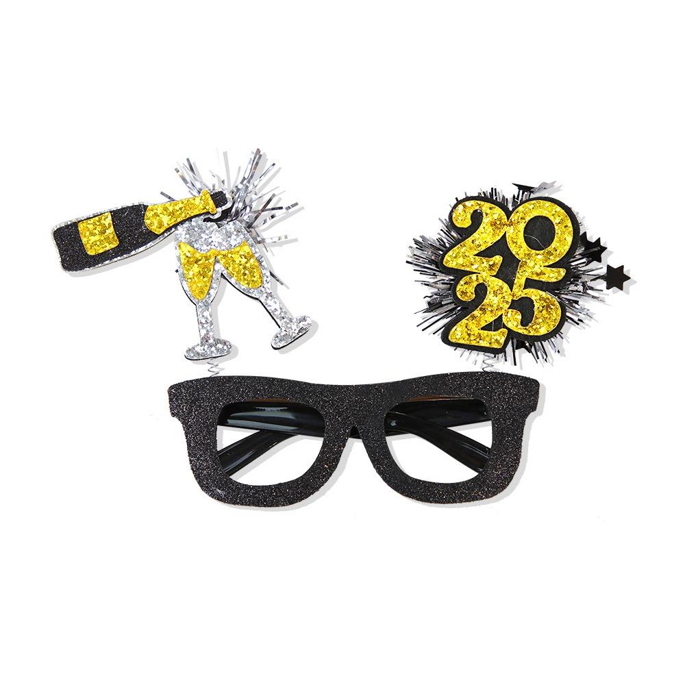 

3 шт. Мультяшные Черно-Золотые Очки Забавные Очки с Цветными Полосками Звезд Рамка для Очков Маскарадная Вечеринка Style 2