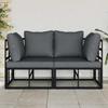 Garden Furniture Set 2 Pieces Black and Anthracite 71.5 X 71.5 X 71 Cm