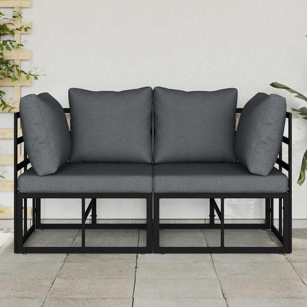 Garden Furniture Set 2 Pieces Black and Anthracite 71.5 X 71.5 X 71 Cm