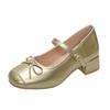Fashion Hot Selling 2025 New Mary Janes Women's High Heel Fashion Bow Tie Round Toe Shallow Buckle Strap Chunky Heel Pumps Fashion Shoes
