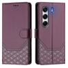 For TECNO Camon 40 Pro 4G Case Imprinted Honeycomb RFID Blocking Leather Phone Cover with Strap