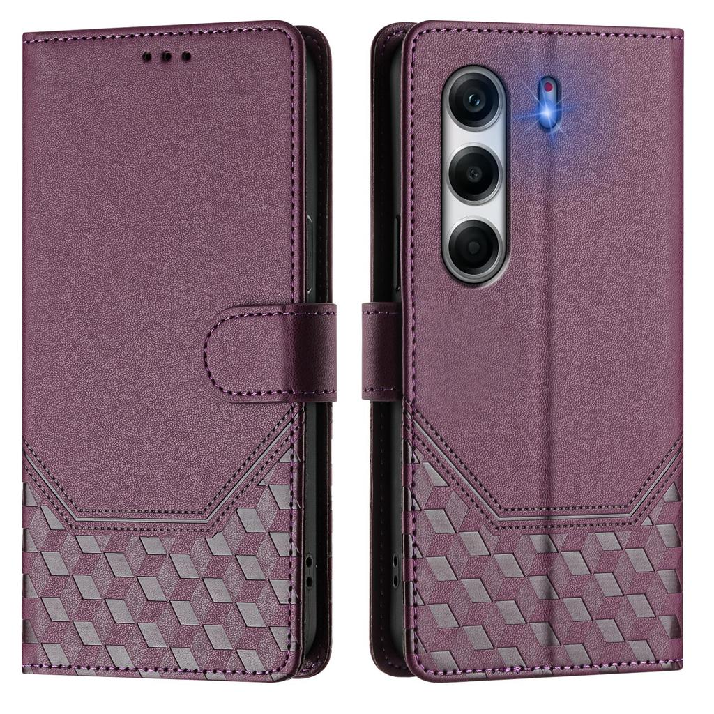 For TECNO Camon 40 Pro 4G Case Imprinted Honeycomb RFID Blocking Leather Phone Cover with Strap