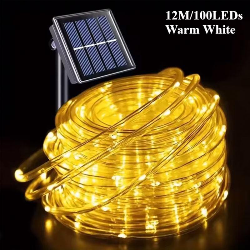 LED Solar String Light Outdoor Garden Lawn Lamp 7M/12M Waterproof Tube Rope Lights Strings Christmas Tree Yard Fence Decor Lamp