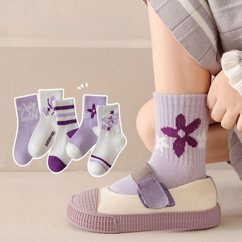 Children's Socks Boys Girls Autumn Winter Cartoon Car Mid-Calf Socking Baby Striped Toddler Cotton Sock