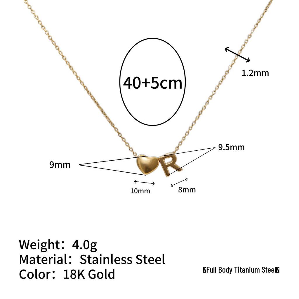 Herz Anhänger Halskette: 18K vergoldeter Edelstahl mit 26 englischen Buchstaben.