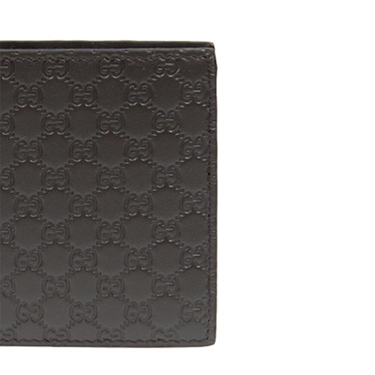 Gucci Vintage Logo Embossed Short Double Fold Leather Wallet Men wallet Brown 260987-BMJ1N-2044