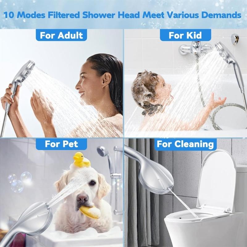 Upgraded Powerful Shower Head with 10 Spray Choice Adjustment Shower Head Multifunctional Shower Head for Bathroom