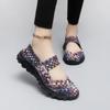 Women's Colorful Handmade Woven Sneakers Breath Slip-On Walking Wedge Shoes Light Low-Top Thick Bottom Casual Sandals Zapatillas