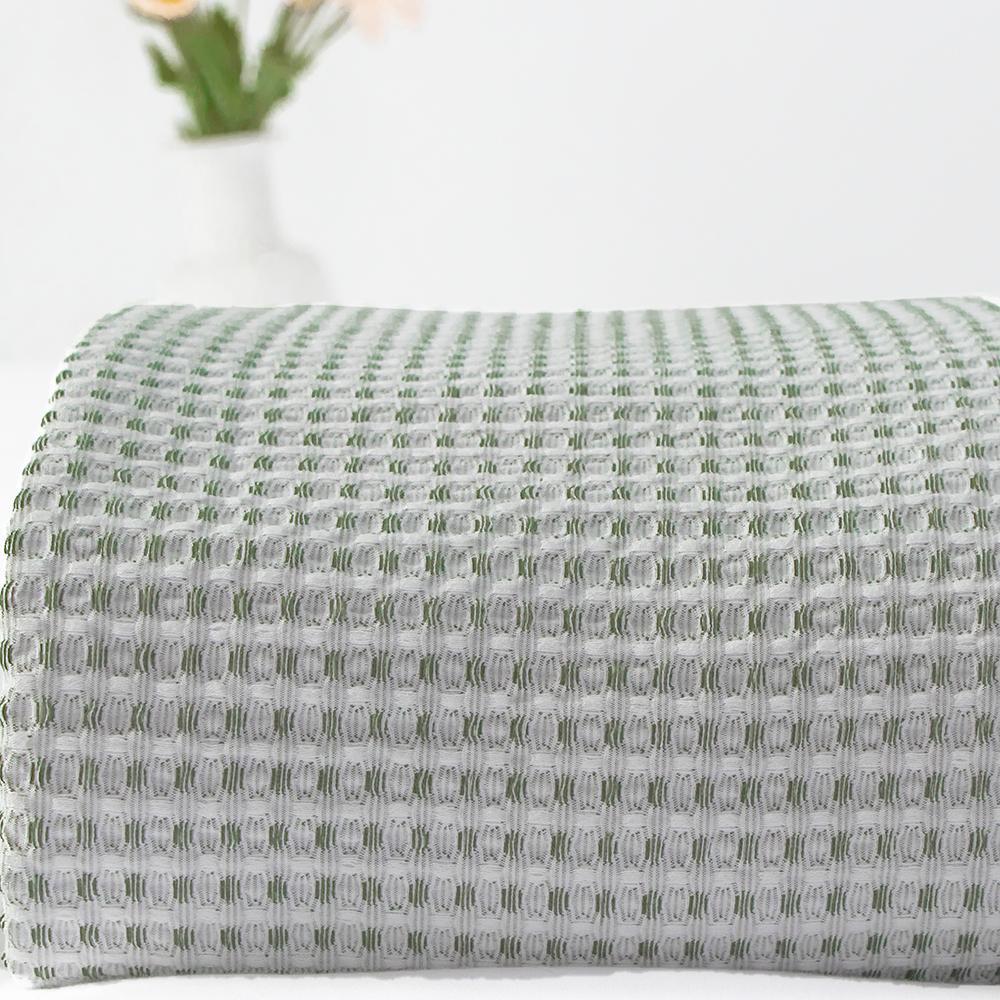 Custom White Waffle Jacquard Yarn Throw Blanket 50% Cotton Polyester Textured Woven Design Home Decor Bed Blankets