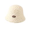 New autumn and winter solid color knitted bucket hat women's outdoor warm and cold lamb wool simple labeling basin hat