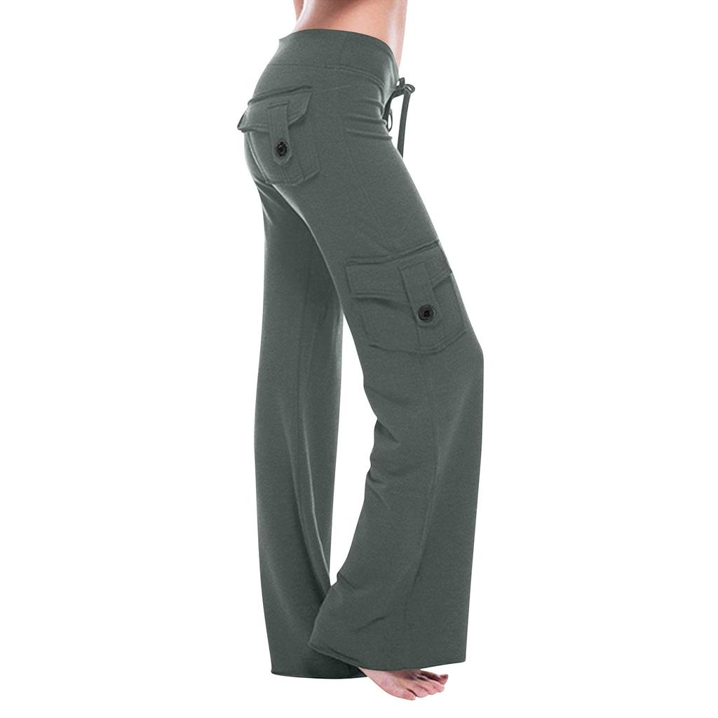 Mode Dames Kleur Zelfkweek Elastische Band Zakken Broek