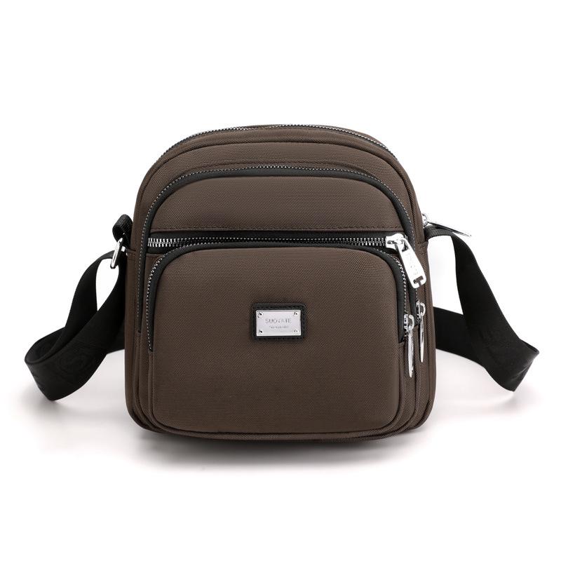Trendy Nylon Multi-Layer Zipper Crossbody Bag - Simple, Lightweight, and Casual Solid Color Shoulder Bag