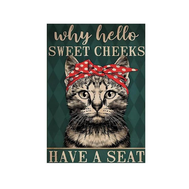 Funny Animal Wall Art Canvas Painting Fancy Sweet Cat Canvas Art Poster and Prints for Bathroom Living Room Home Decor Pictures