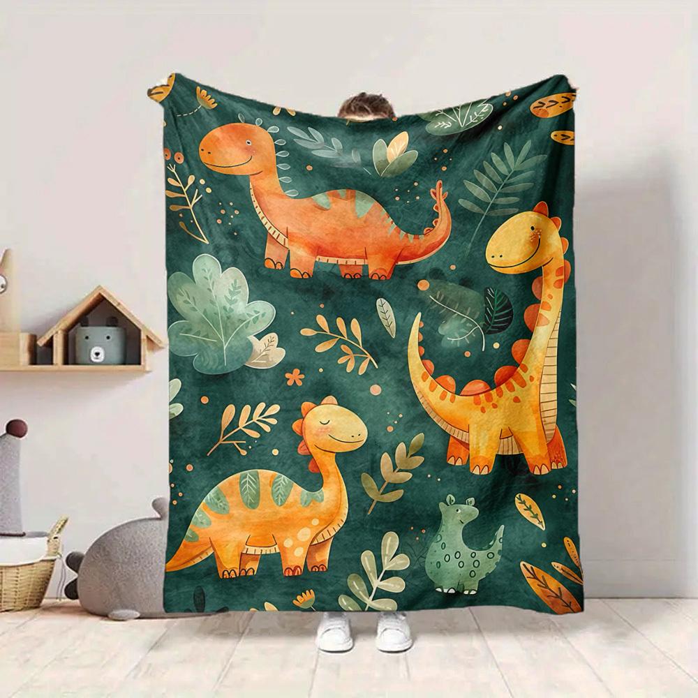1pc Dino Jungle Lightweight Flannel Blanket, Comfortable and Warm Blanket, for Office and Camping Sofa Bed, Livingroom065
