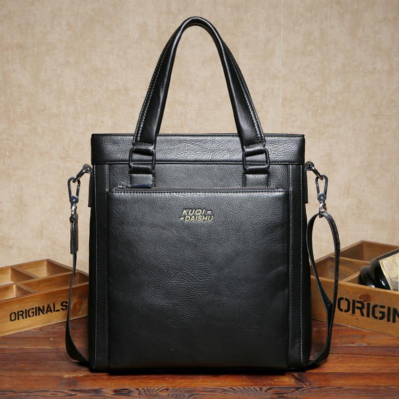 

Мужская сумка-тоут вертикальная модная деловая ретро сумка-мессенджер через плечо 28cm*7cm*31cm чёрный