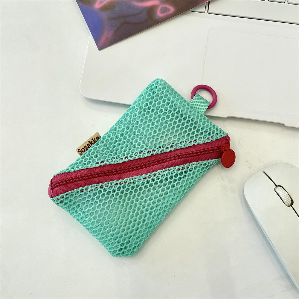 

3271 Сетчатый полый кошелек для монет Сумка для хранения губной помады Хранение мелочей Прозрачный студенческий портативный кошелек для мелочи зелёный