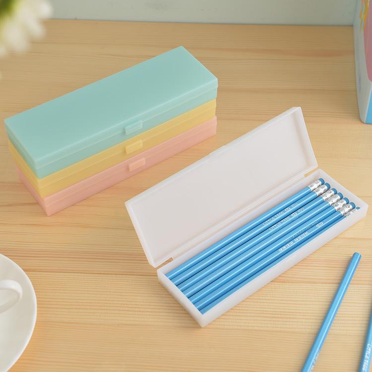 Japanese Minimalist Frosted Plastic Pencil Case - Student Semi-Transparent Artistic Style