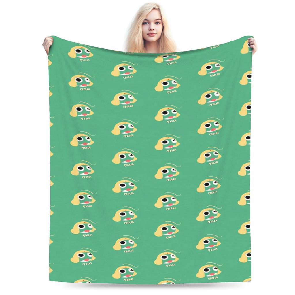 Anime Keroros Frog Blanket Soft Graphic Plush Throw Blanket For Students Outdoor Flannel Bedspread Bed Cover