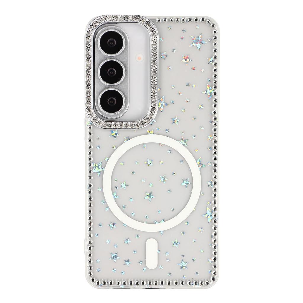 For Samsung Galaxy S26 Pro / S26 Magnetic Case Rhinestone Edge Glitter Back TPU + PC IMD Phone Cover