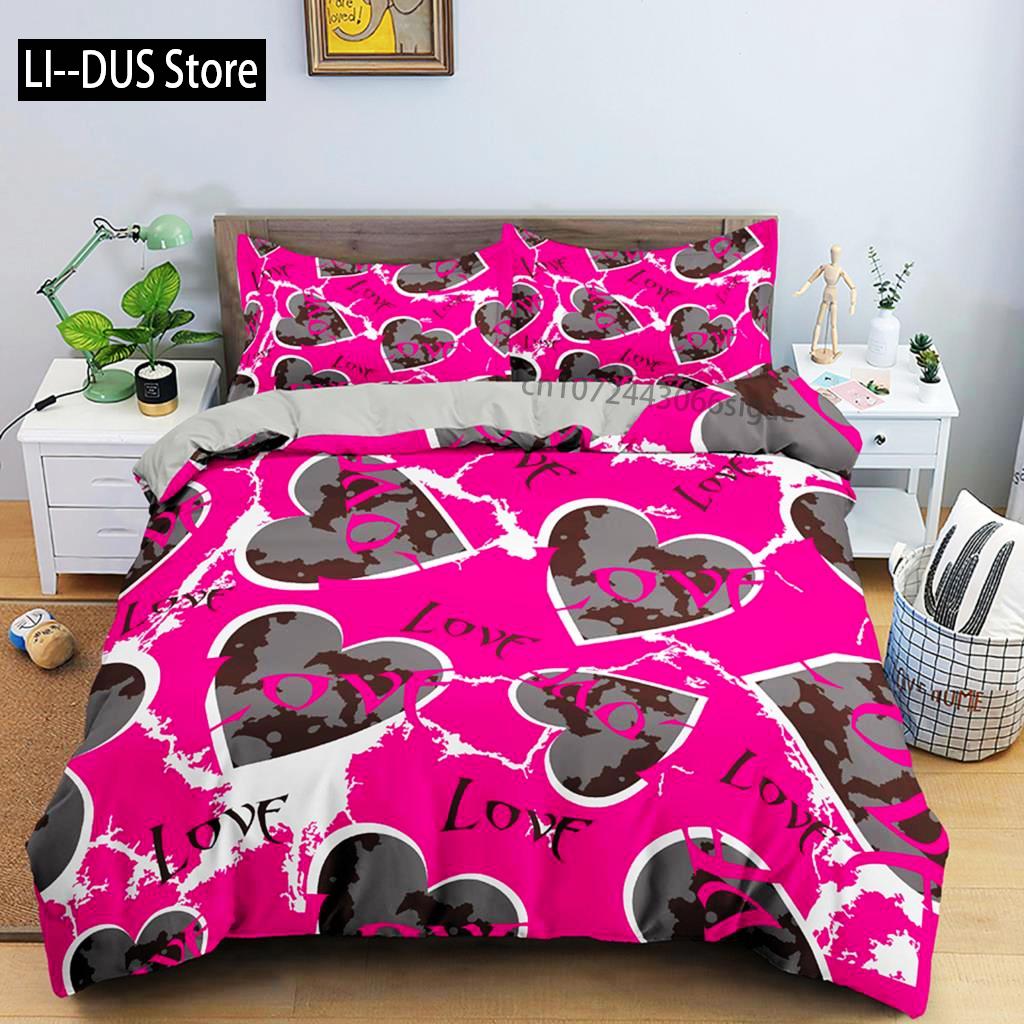 Red Lips Duvet Cover Set 3D Bedding Set Kiss Me Red Lips Bedclothes King Size Quilt Cover Sexy Lips For Women Men Bedroom Decor EU Single(135*200cm)3pcs