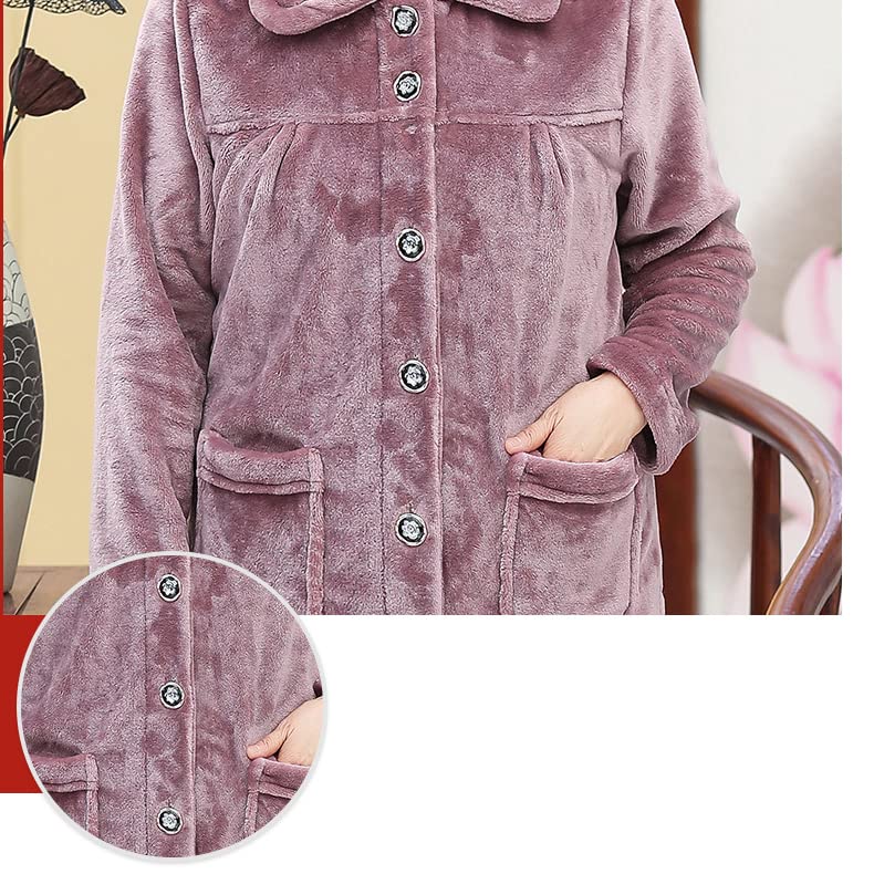 MTKCNTL Winter Loungewear Fluffy and Plus Size for Micro Wearable Christmas Gift for Seniors Women's Pajamas, Fleece-Lined Set, Seniors, Open-Front