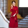 Elegant Vintage-Inspired Long Sleeve Cheongsam Dress Women High-Waisted Fitted Silhouette Chenille Fabric Winter