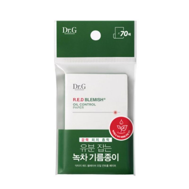 Dr.G Red Blemish Oil Control Paper 70 Sheets – Instant Oil Absorbing Blotting Papers for Shine-Free Skin