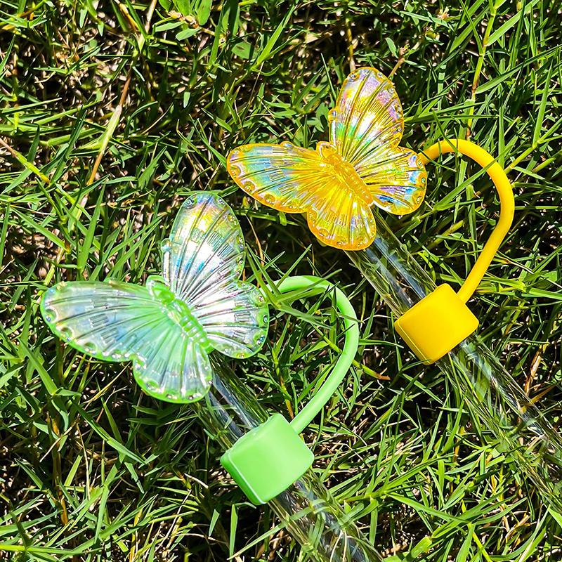 4/9Pcs Butterfly Straw Cover Cap Spill Stopper For Water Cup Silicone Heat-Resistant Dust Proof Straw Plug Cap Straw Accessory