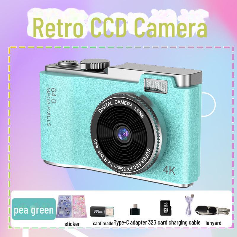 Retro Style 4K HD Dual Camera: Trendy Portable Digital Camera for Students