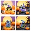 Detailed Star Moon Spider Figure Witch Frog Ornaments, Resin Magic Wizard Figurine, Micro-landscape Miniature Decorative Halloween Room Accent Statue
