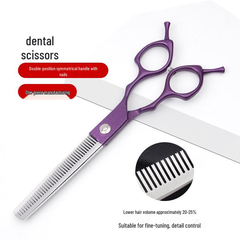 6.5-Inch Purple Pet Grooming Scissors Set: Curved, Upward, Downward, Thinning & Shaping Scissors
