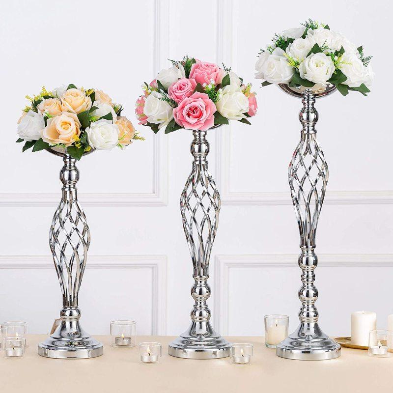 Cross-border dining table candlestick ornaments golden iron vase twist candlestick wedding flowerware wedding props