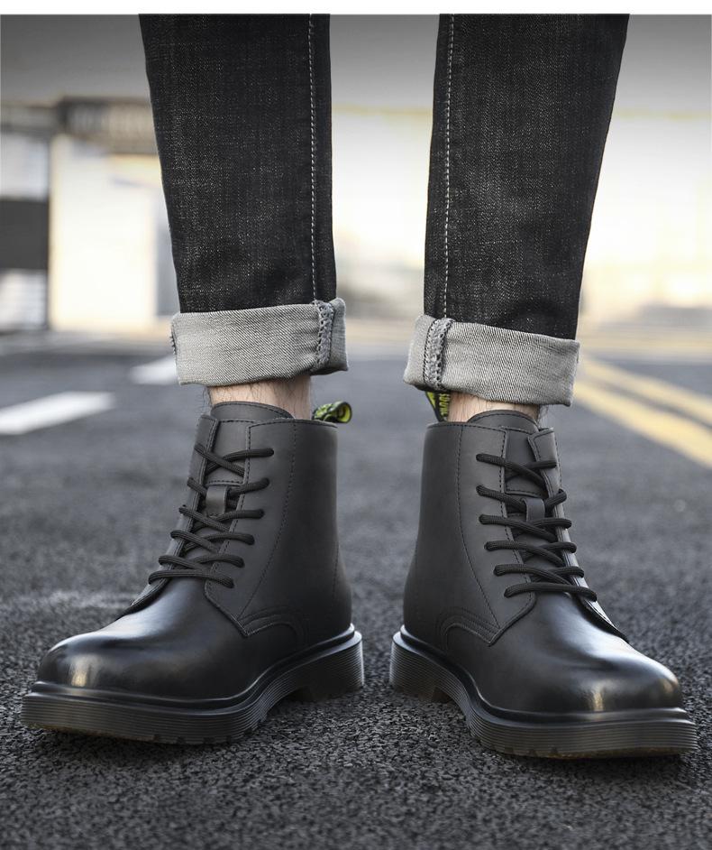 FashionAutumn Winter New Designer Warm Platform Boots for Men Cowhide Black Cargo Leather Shoes for Men Fashion Casual Ankle Boots Male