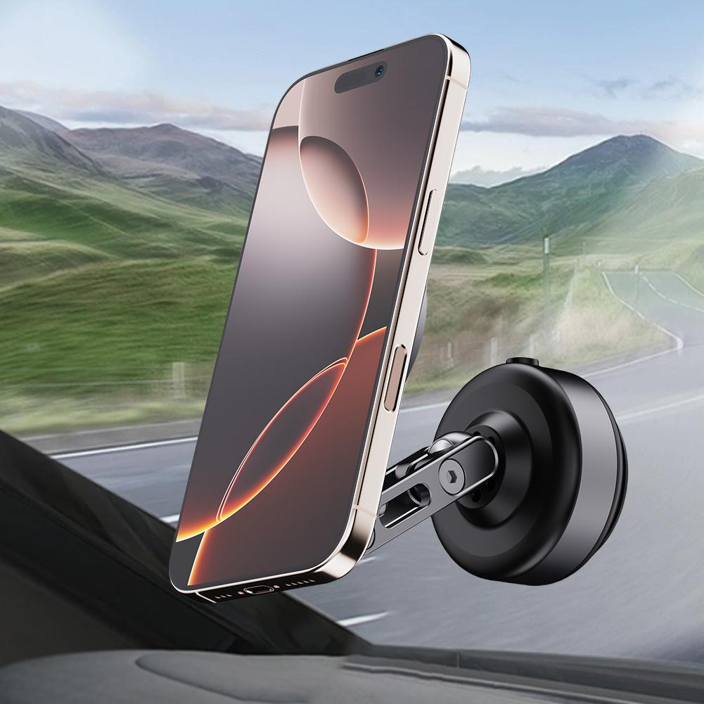 Magnetic Car Phone Holder 360° Rotating Foldable Car Mount Phone Holder Aluminum Alloy Vacuum Adsorption Car Bracket for Phone