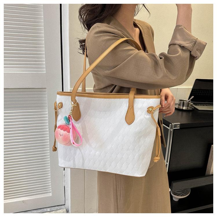 Women's Faux Leather Tote Bag Large Capacity Fashionable Shoulder Crossbody Bag Casual Office Handbag