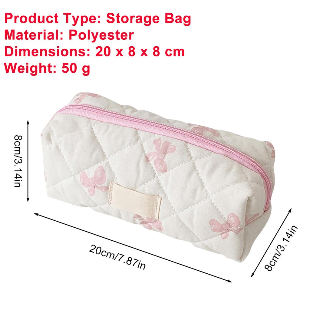 Cream Pencil Bag Zipper Makeup Brush Holder Corduroy Pencil Case Pouch Box Organizer Gift For School Student Teen Adults Travel