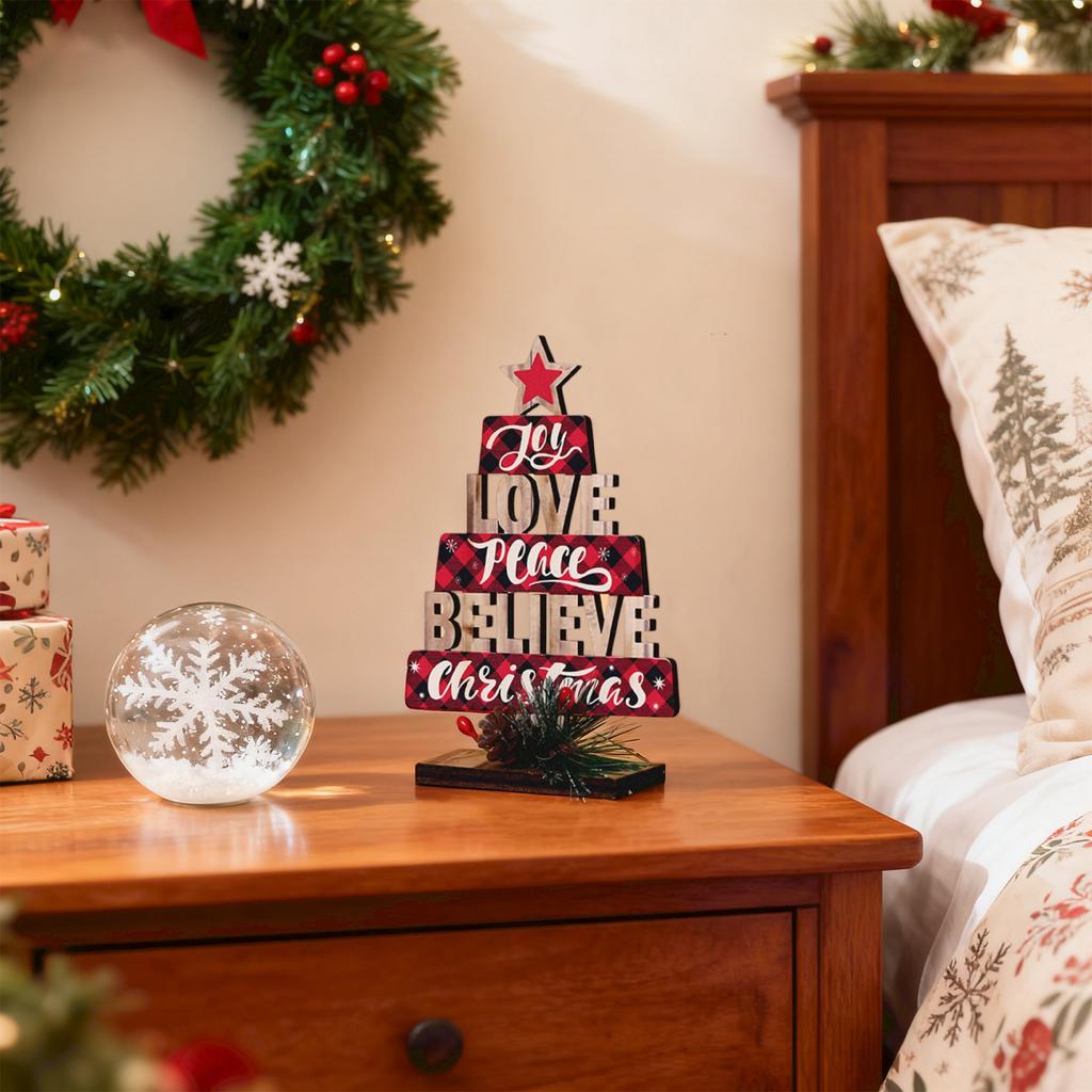 Christmas Wooden Desktop Ornaments Letter Christmas Tree Scene Dress Props Decorations