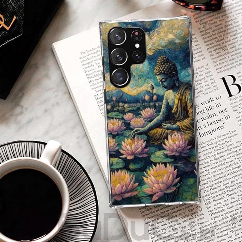 Buddhist Fire Lotus Cover For Samsung Galaxy S23 S22 S24 S25 Ultra S21 Plus S20 FE Phone Case S25Edge S10 + Print Coque Galaxy A