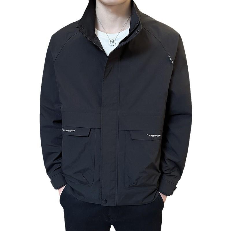 Factory Direct Sales Original Quality Men'S Versatile Casual Jacket Thin Simple Stand-Up Collar Jacket Trendy Brand Contrasting Color Korean Version