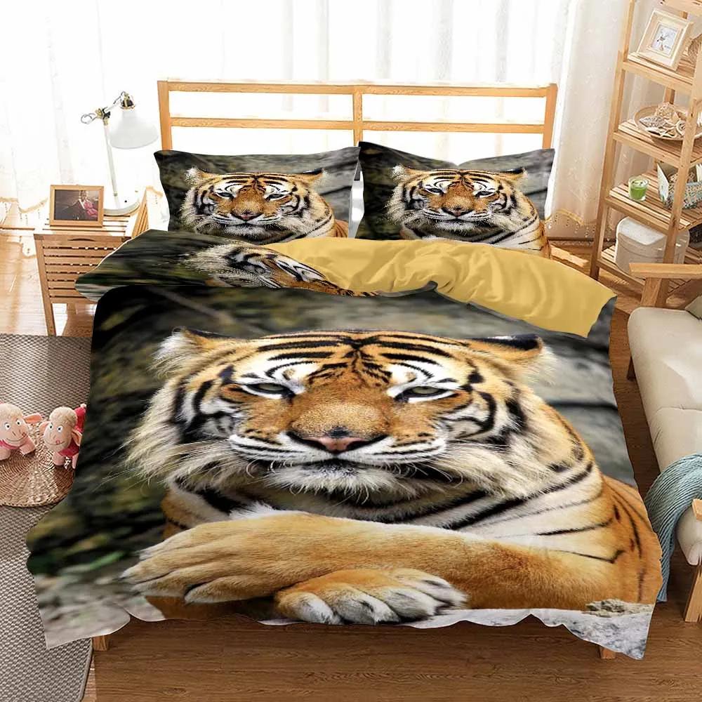 Tiger Bedding Set Bedclothes Printed 3d Animals Duvet Cover Sets Double Bed Super King Queen Single Adult Size Quilt Covers Hot