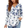 Women's Relaxed,Fit V,Neck Vintage Color,Blocked Floral Print Long,Sleeve Pullover Tee