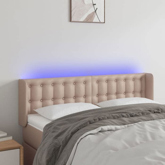 VidaXL Tête de Lit à LED Meuble de Chambre à Coucher Accessoire de Lit Double Tête de Cadre de Lit Intérieur Cappuccino 3123331