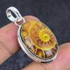 Natural Ammonite Fossil Gemstone 925 Sterling Silver Jewelry Pendant 1.77" H4e21